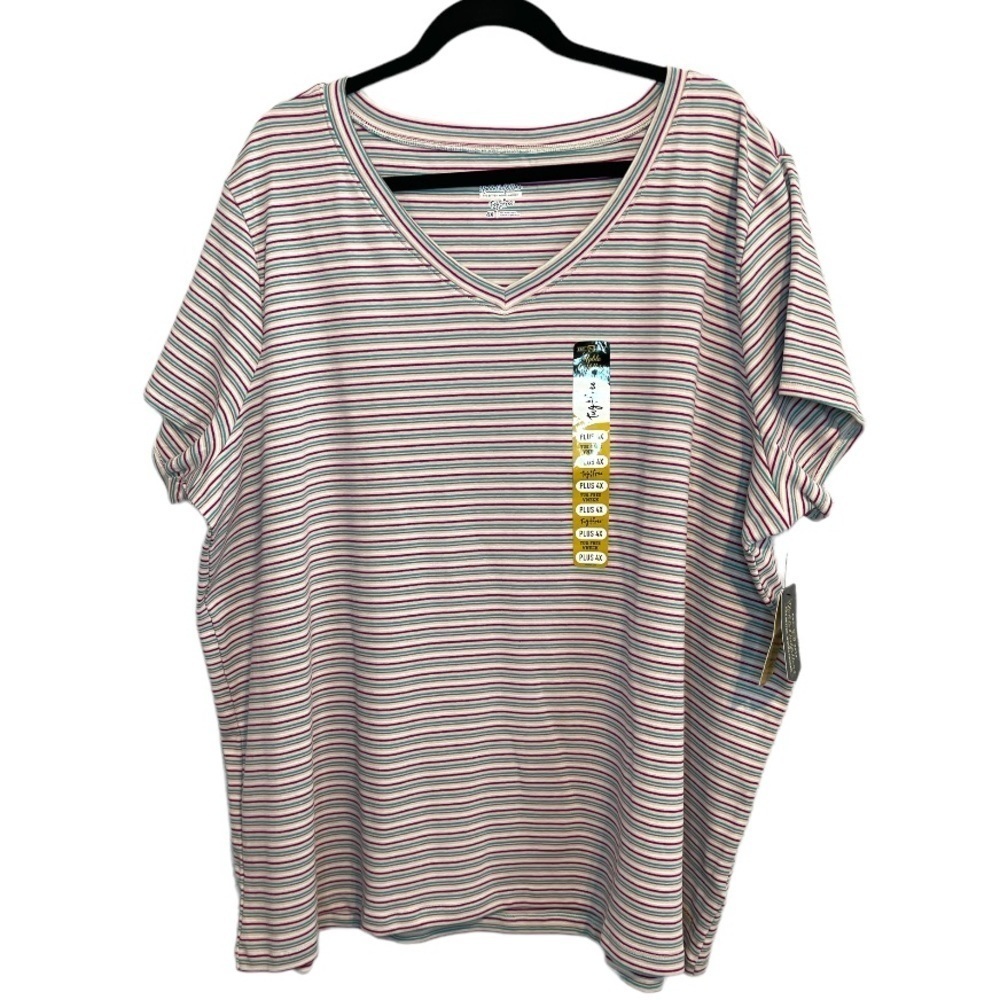NWT Noble Outfitters V-Neck Striped T-Shirt Top Women's Size 4X